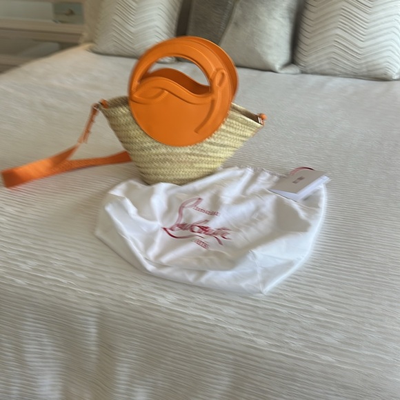 Christian Louboutin raffia and orange bag . Never used . - Picture 6 of 6
